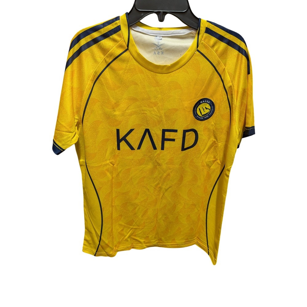 Al Nassr Ronaldo 7 Soccer Kit Kids Size 30 Yellow New Jersey Shorts Socks Set